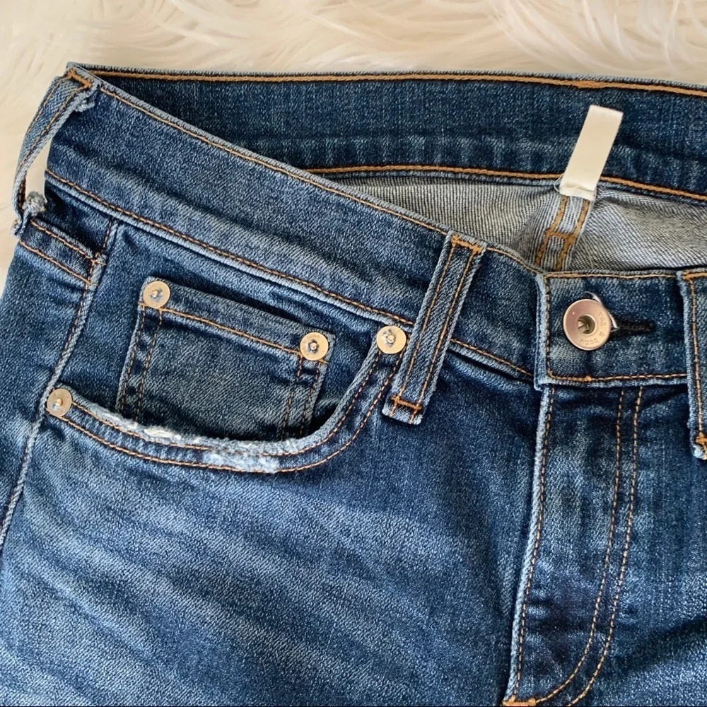 Rag & Bone Dre Slim Boyfriend Jean Java Blue w/Holes Raw Hem Distressed Denim 25 - Picture 6 of 11
